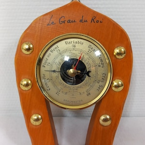 vintage French wall mountable Decorative wooden Barometer / French décor