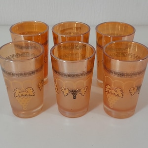P## set of 6 vintage French coloured Glass Tea / Liquor glasses