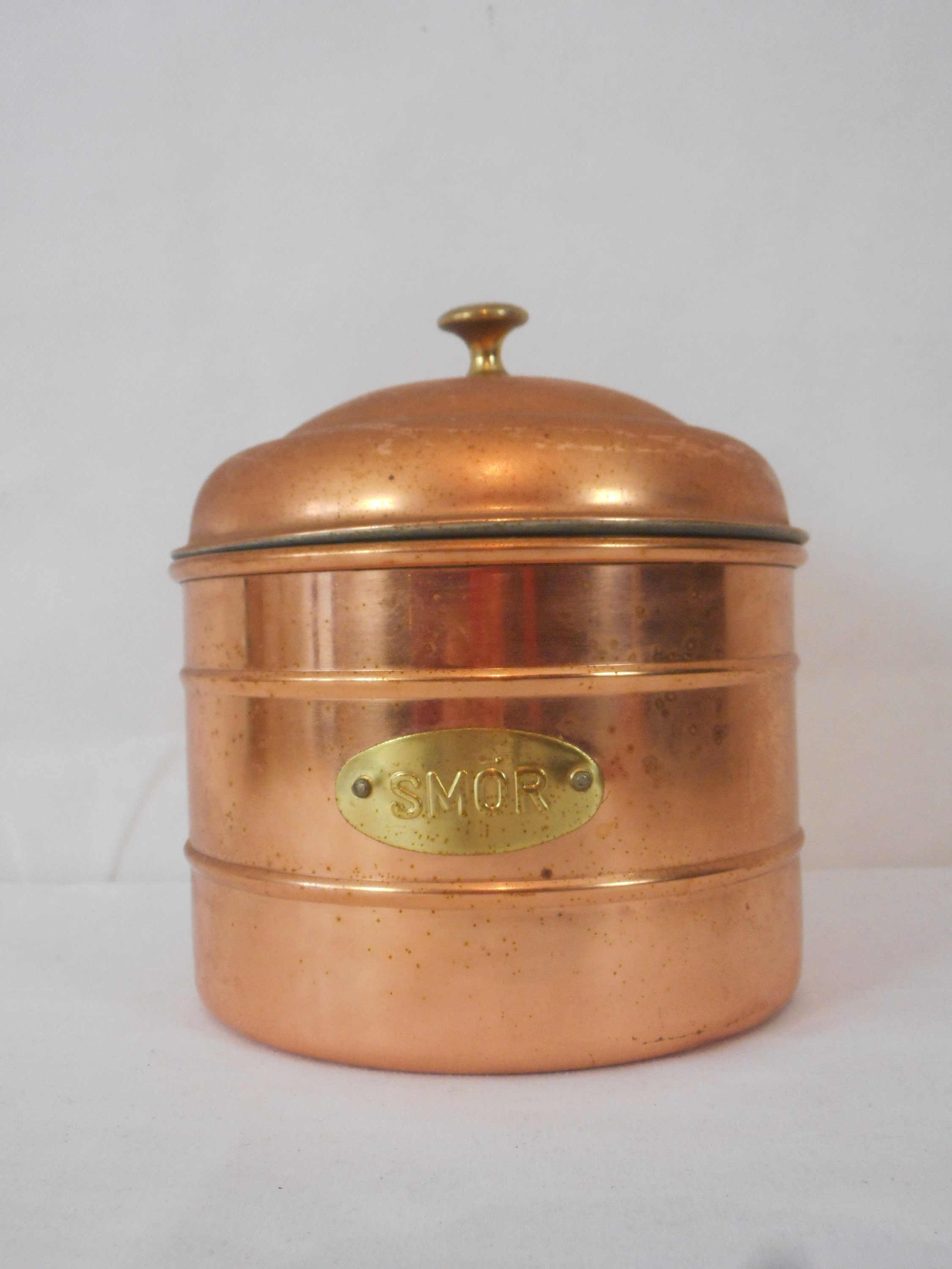 Pot de Rangement/Bidon Cuisine en Cuivre à Couvercle Vintage