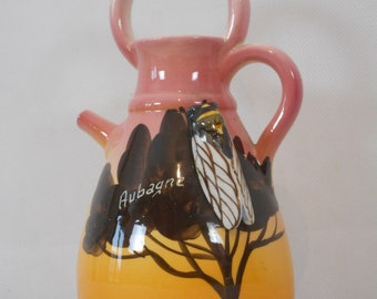 vintage French signed hand painted Cicada vase / ornament / Jug