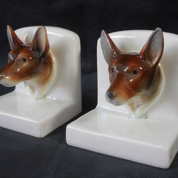 collectable Rare vintage German ceramic bookends designed as dogs