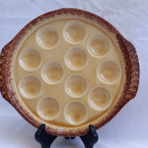 vintage French Gien ceramic glazed Escargot / snail serving dish