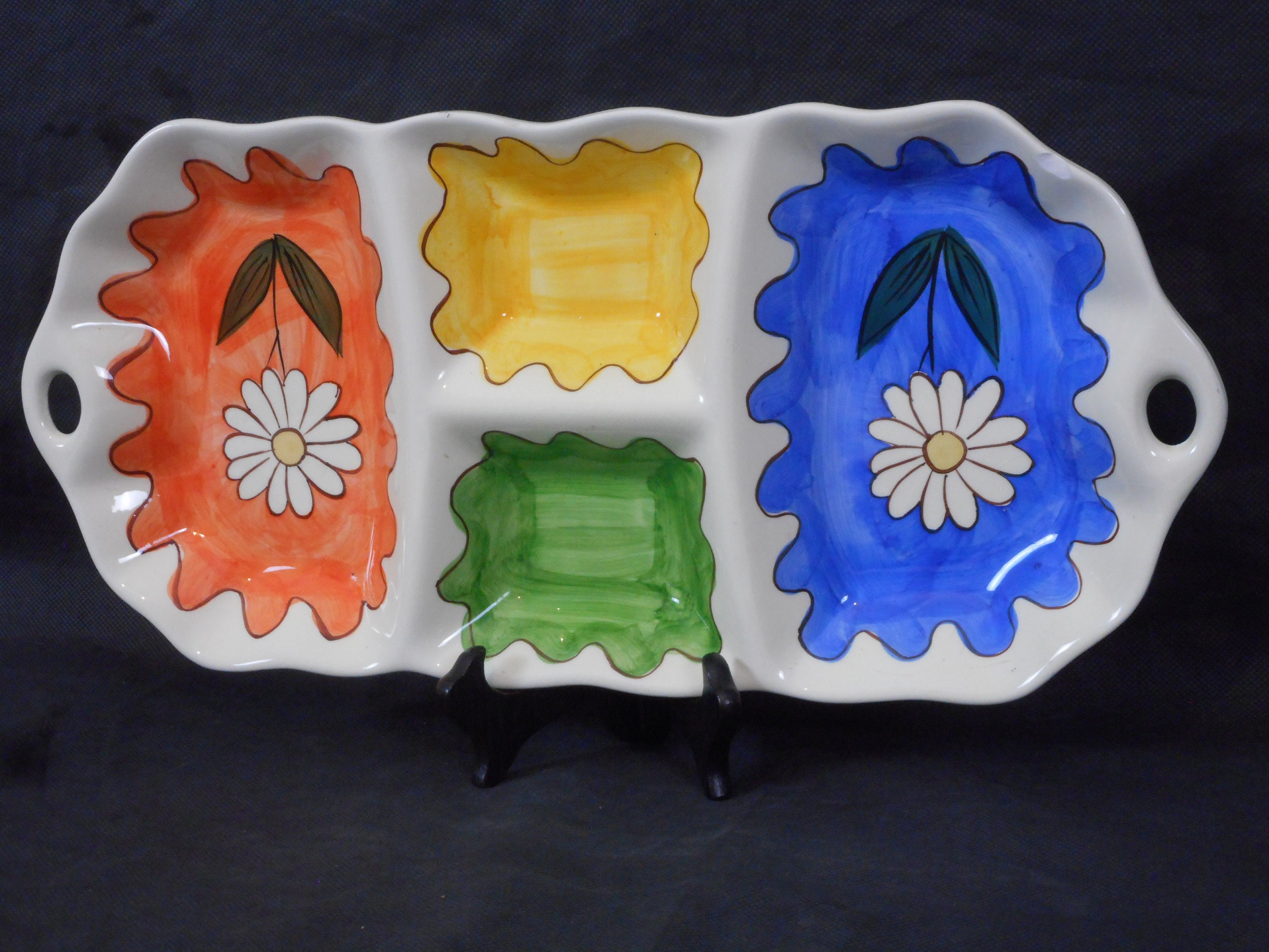 Vintage Français Céramique Plateau de Service Glacé/Plateau Vaisselle