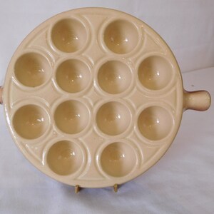 vintage French Emile Henry ceramic glazed Escargot / snail serving dish