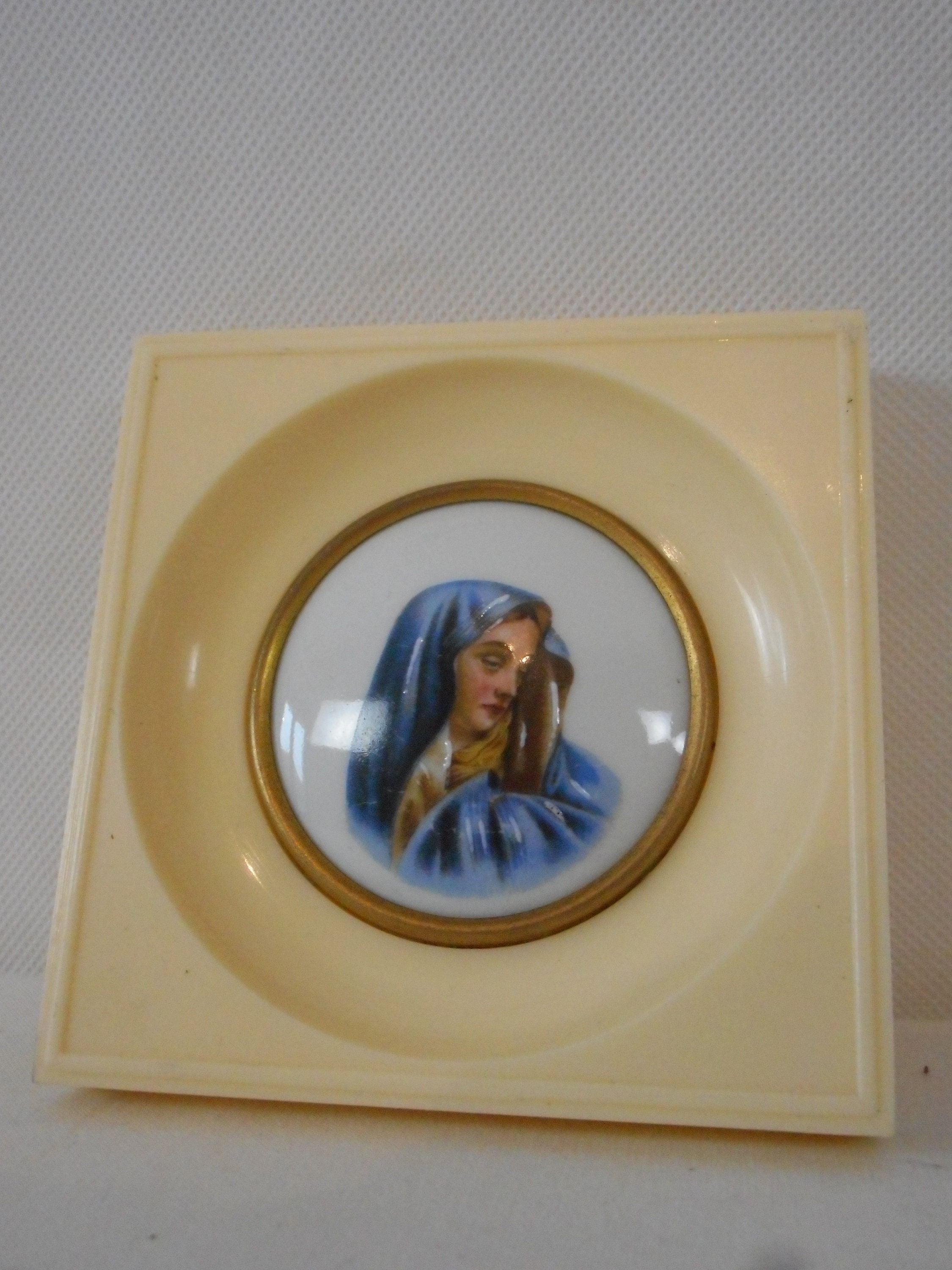 Vintage Français Limoges Encadré Porcelaine Forme Carrée Image/Plaque