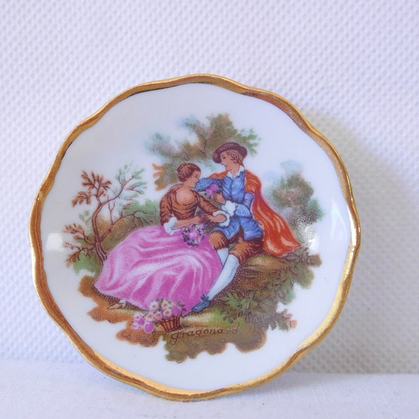 Elegant vintage French Limoges porcelain small miniature plate