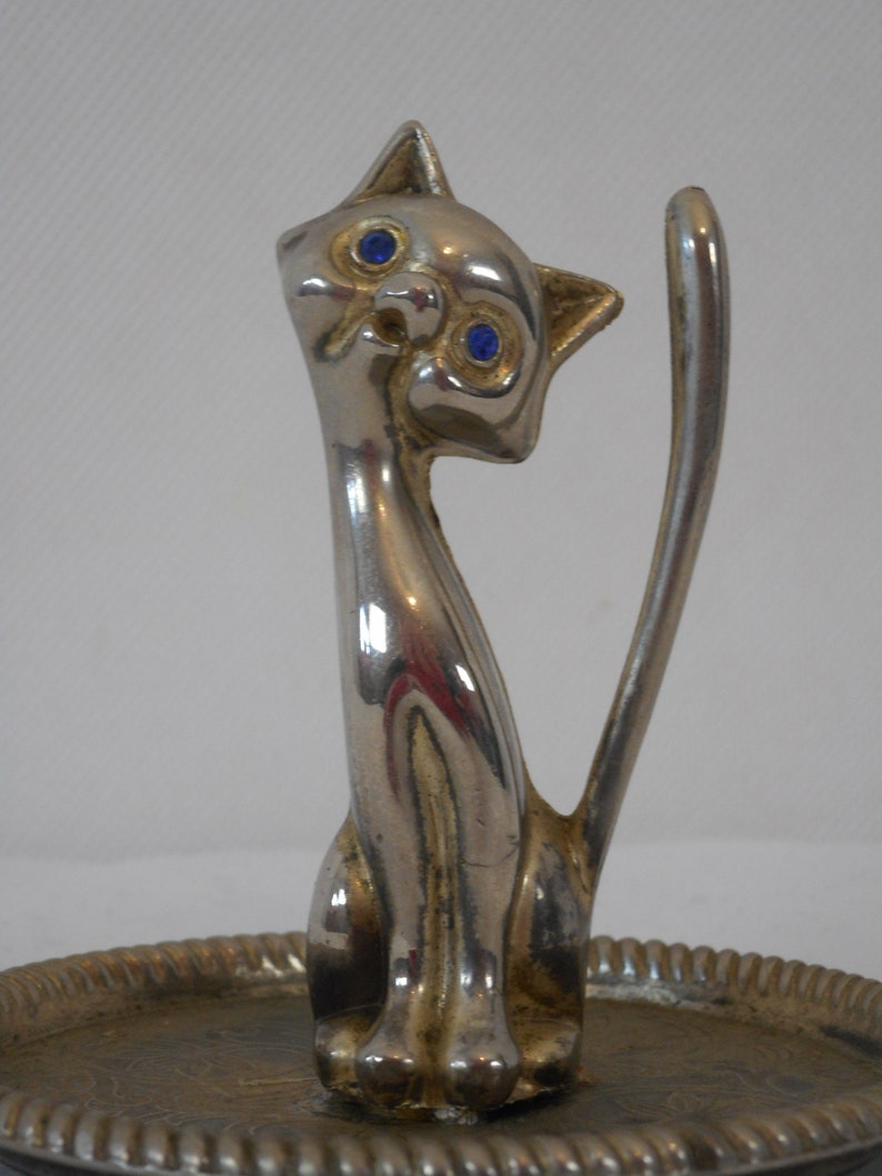 vintage French silver plated metal trinket dish ring holder ring dish