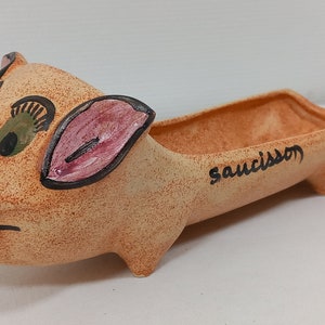 vintage French hand painted Saucisson / sausage serving dish designed as a pig