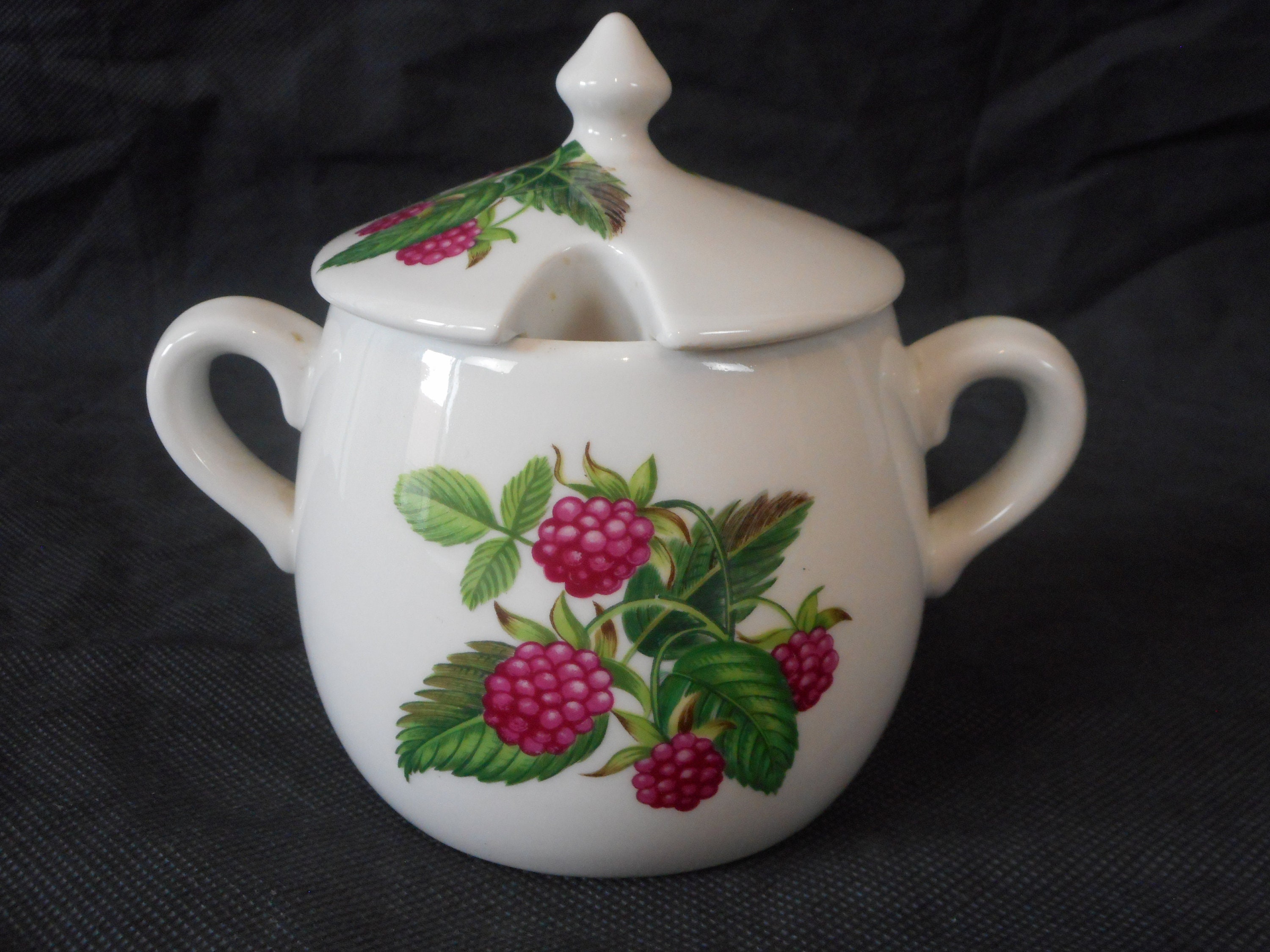 Vintage Français Peint à La Main Porcelaine de Paris Pot de Confiture Couvercle/Bidon Ustensiles Cui