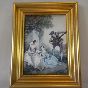 Collectable vintage French Framed silk wall mountable picture / decor