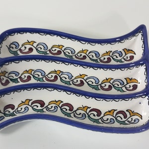 vintage Spanish small shaped hand painted ceramic Olive dish / nibbles dish / bowl / tableware