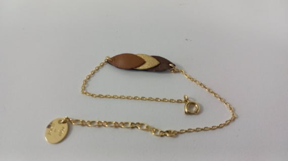 Vintage French Gold Plated Metal Bracelet / Fashi… - image 1