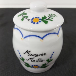 vintage French ceramic lidded Mustard pot / canister / kitchenware