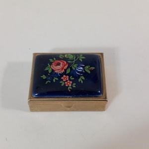 vintage French Metal shaped pill box / trinket box / ornament