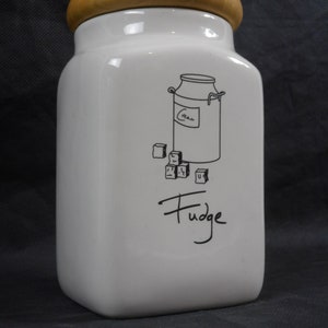 vintage French ceramic lidded Fudge jar / canister / pot / Sweet jar