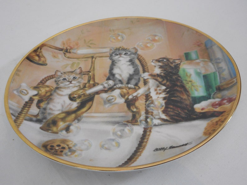 vintage Franklin Mint Limited Edition porcelain decorative Cat plate stamped