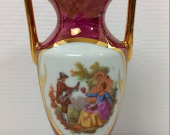 Collectable vintage French small Limoges porcelain decorative vase