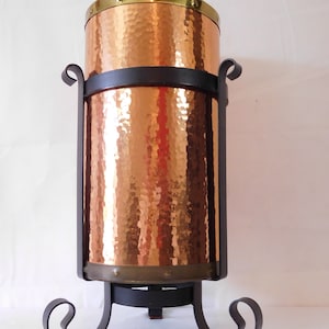Rare vintage French copper and Brass and Iron handmade umbrella stand / French decor