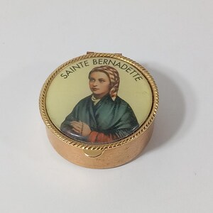vintage French Metal shaped pill box / trinket box / ornament