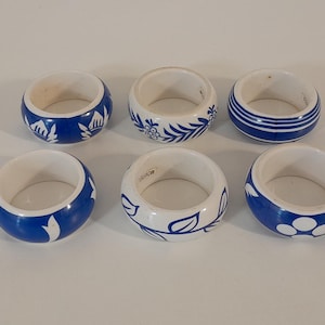 set di 6 anelli per tovaglioli in ceramica francese / Stoviglie francesi