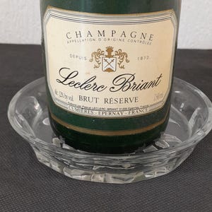 very nice vintage French Pressed Glass table wine bottle coaster / barware / tableware
