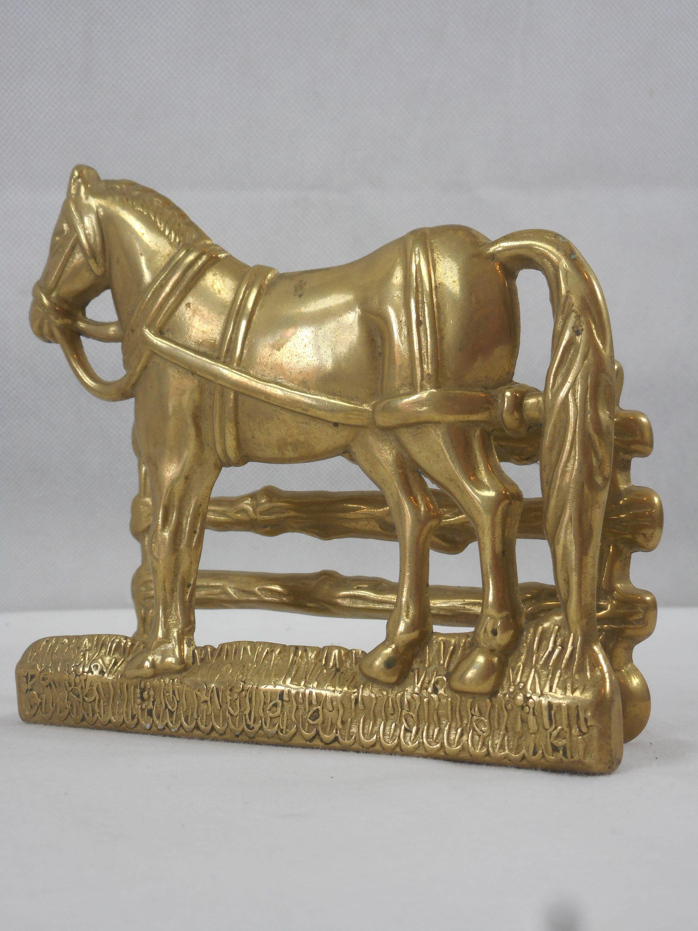 Collectionnable Vintage Français Laiton Massif Support de Lettre en Forme Cheval/Ornement