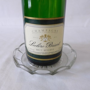 vintage French Pressed Glass table wine bottle coaster / barware