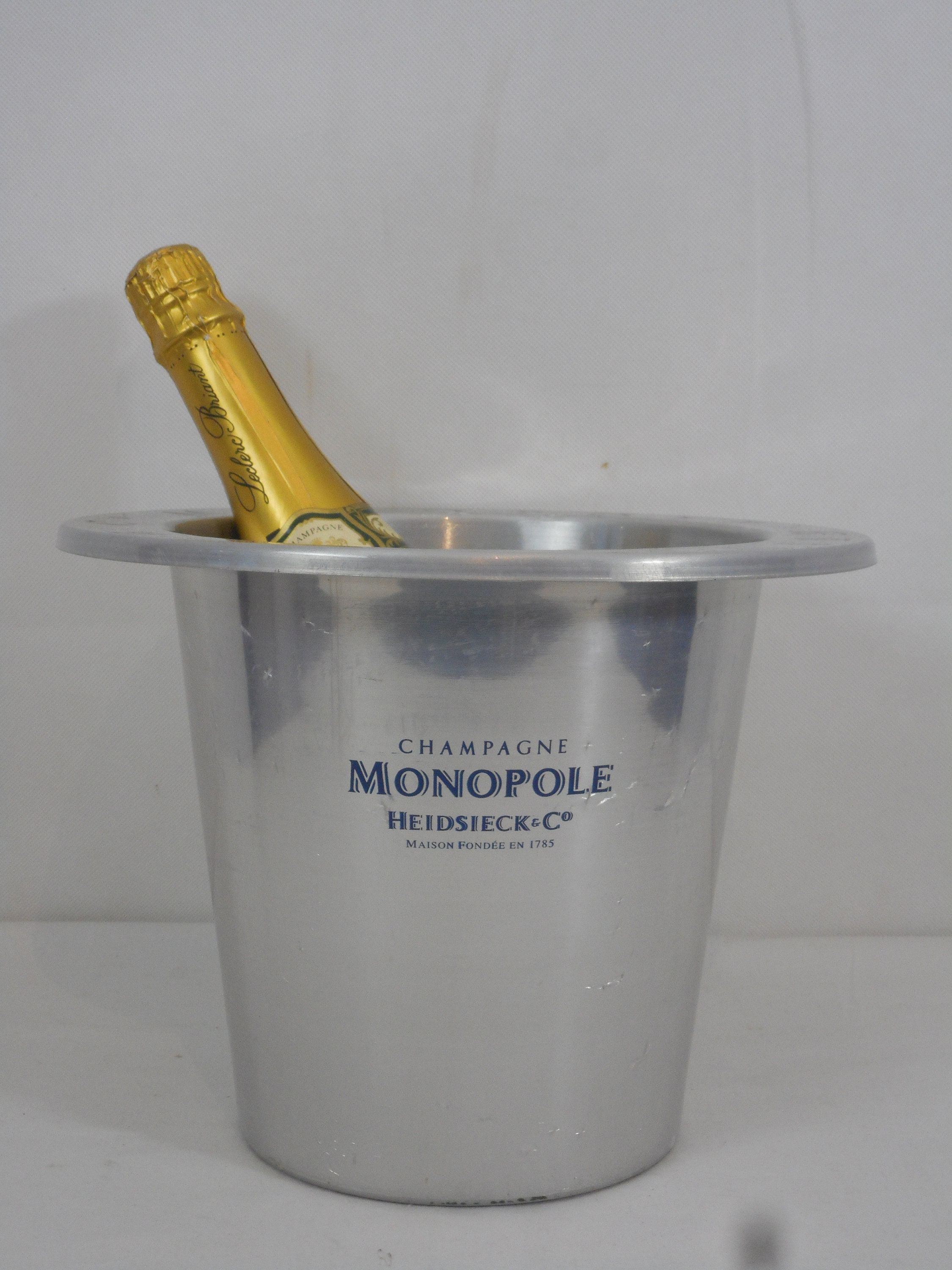 Rare Millésime Français Heidsieck & Co Monopole Seau à Glace en Aluminium