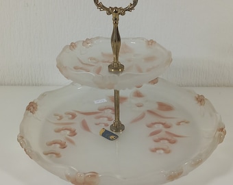 Vintage Walther German glass 2 tier cake stand / cake display stand / tableware