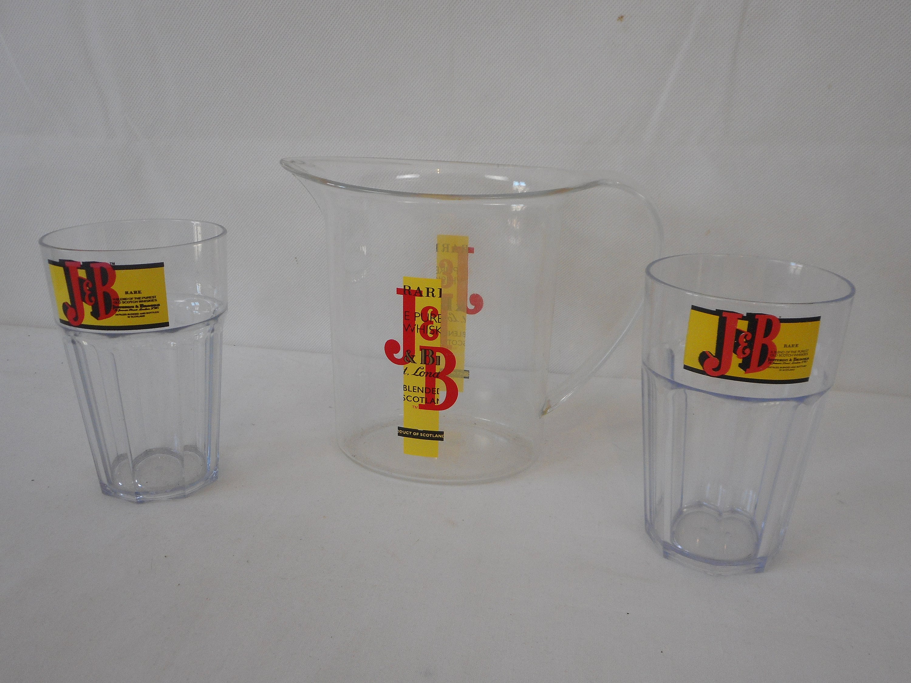 vintage J & B Whisky plastic water Jug and two plastic cups Drink