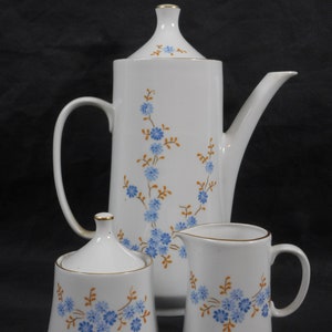 stunning 3 Piece vintage Hungarian Alfoldi porcelain coffee pot / creamer / sugar pot