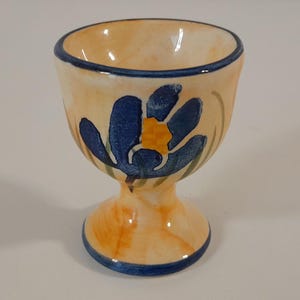 vintage French hand painted shaped egg cup / tableware / kitchenware