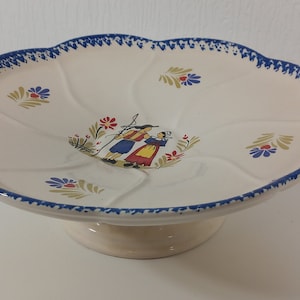 vintage French ceramic Pedestal cake stand / fruit bowl / tableware