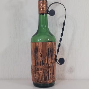 vintage French copper and iron wine bottle holder / barware