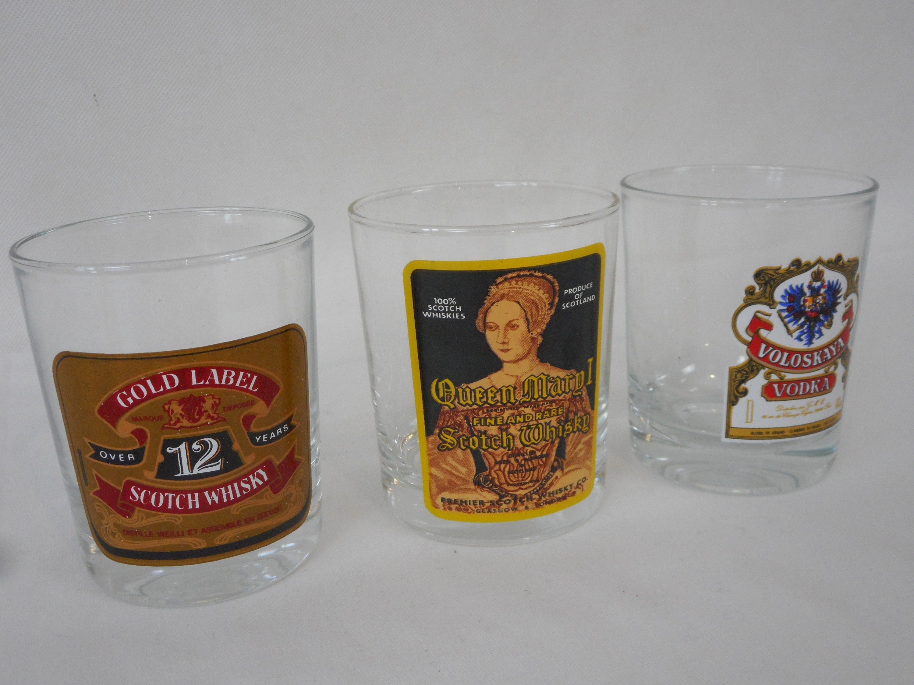 Ensemble de 3 Verres à Boire Vintage Scotch Whisky & Vodka