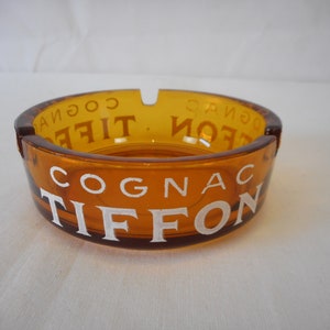 Collectable vintage French Orange Glass Tiffon Cognac table ashtray