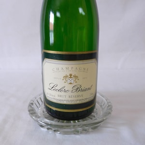 vintage French Pressed Glass table wine bottle coaster / barware