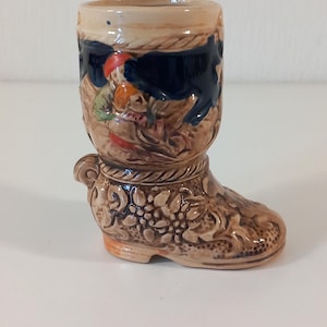 vintage French glazed ceramic boot shaped ornament / vase