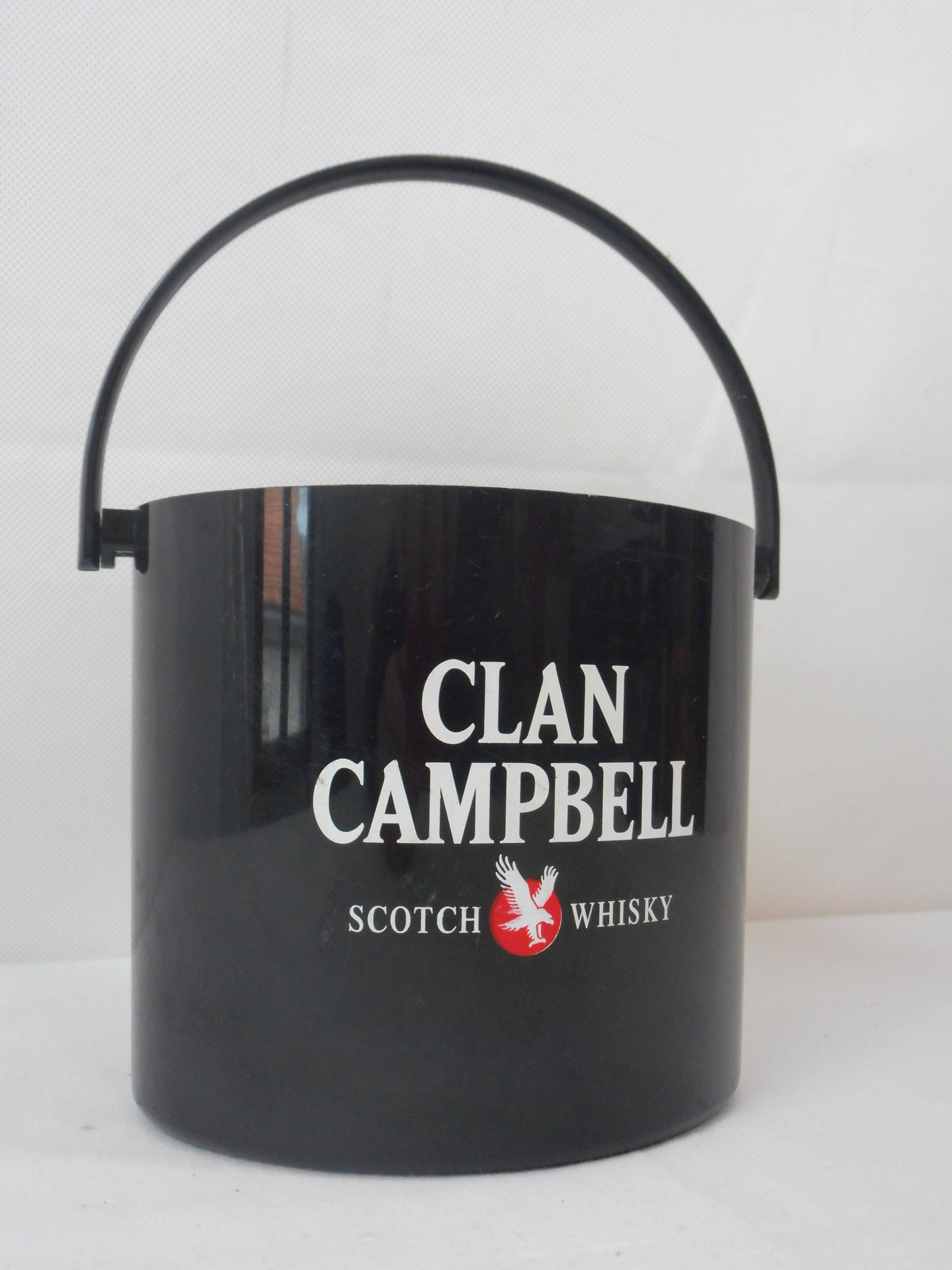 Vintage Clan Campbell Seau à Glace en Plastique Noir/Bar Ware