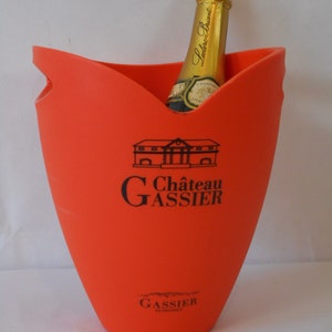 vintage French Orange Acrylic Chateau Gassier champagne ice bucket / barware