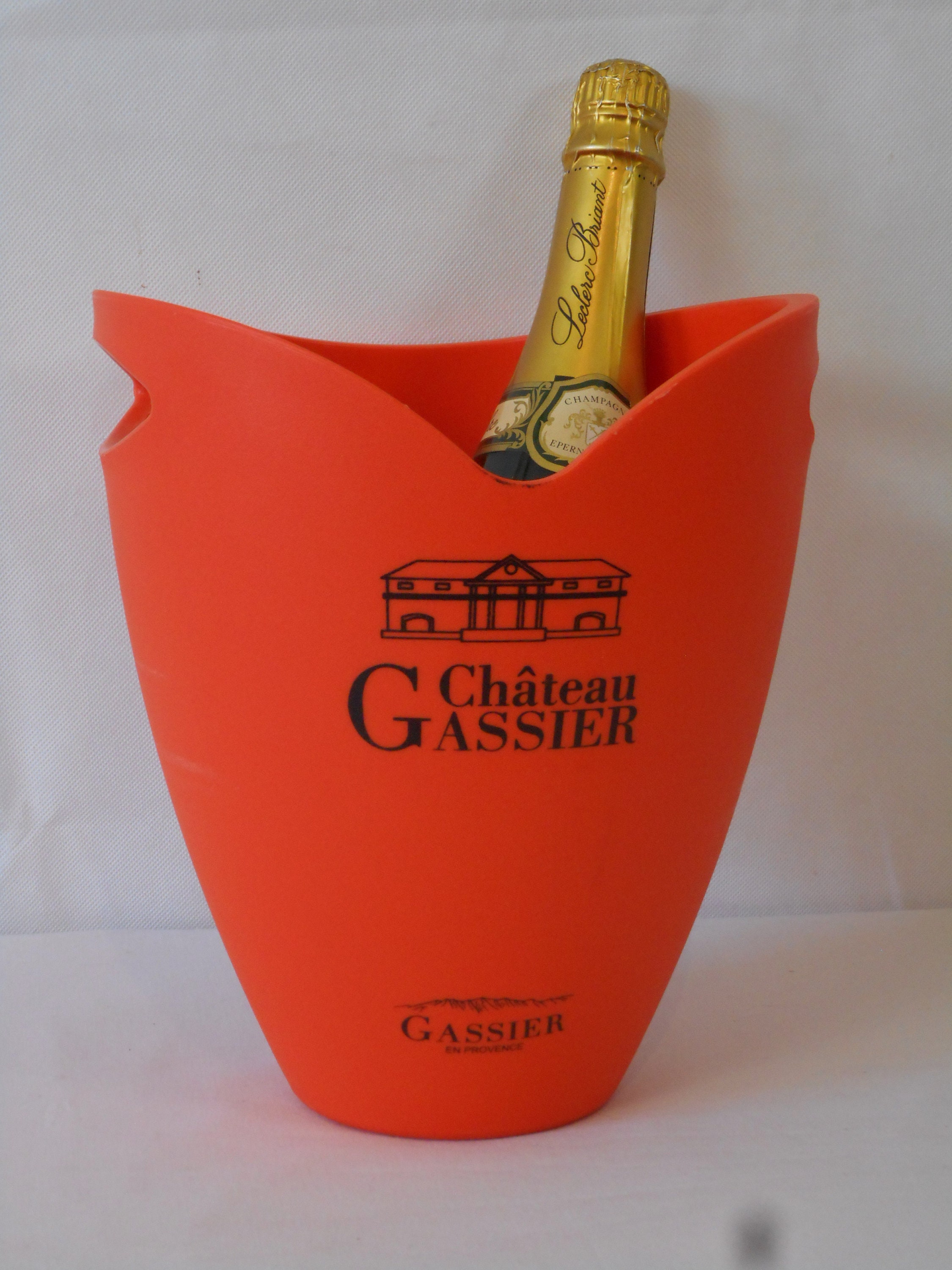 Vintage Français Orange Acrylique Château Gassier Champagne Seau à Glace/Barware