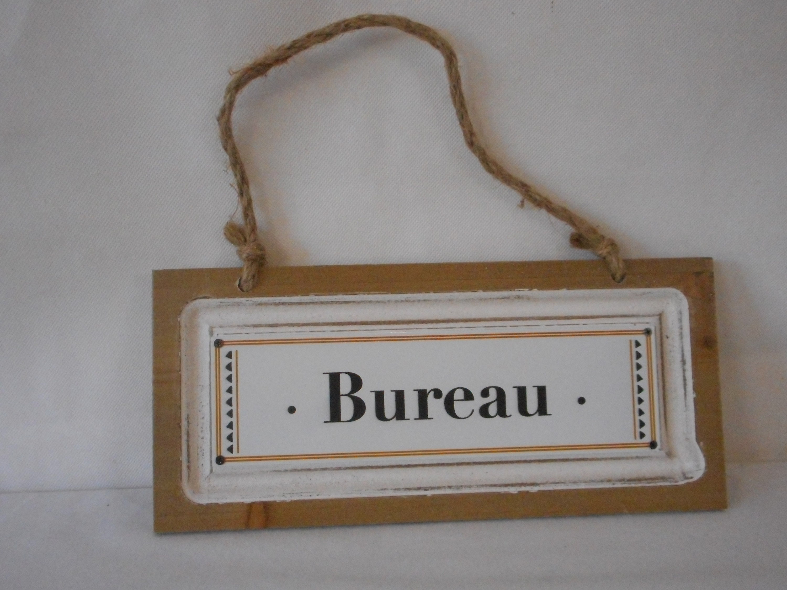 Français Bureau en Bois et Métal Fait à La Main/Plaque de Porte Bureau Décor Français