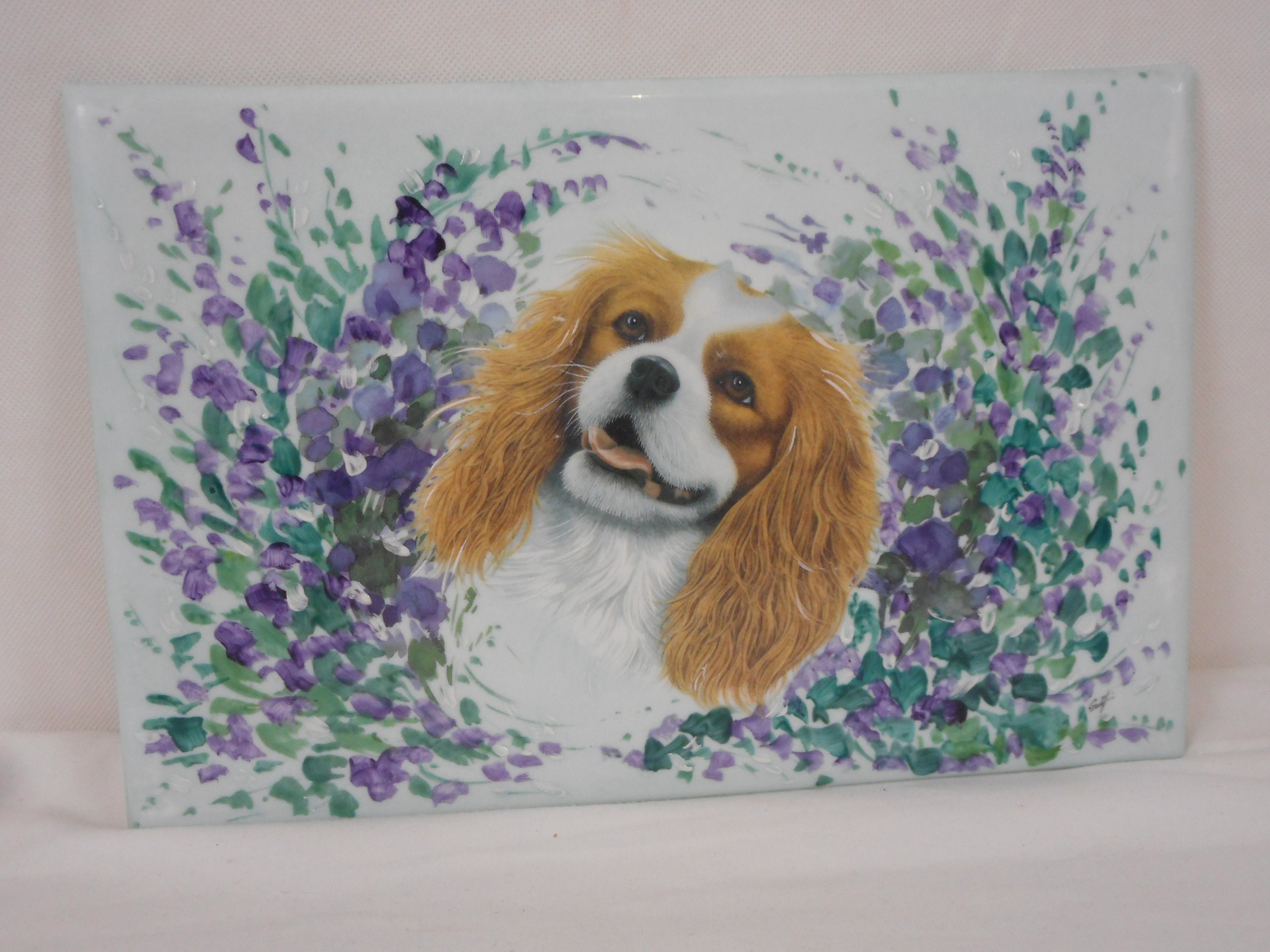 Vintage Français Rectangle de Porcelaine Limoges en Forme d'image Décorée à La Main/Plaque