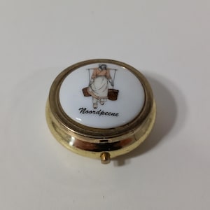 vintage French Metal shaped pill box / trinket box / ornament