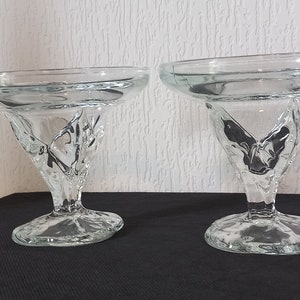 P## set of two vintage French pressed glass desert bowls / ice cream bowls / French tableware