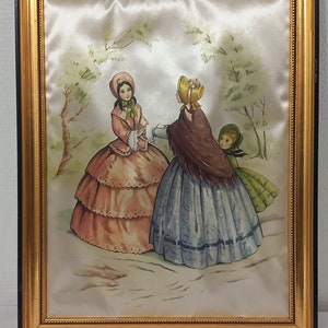 Collectable vintage French Framed silk wall mountable picture / decor