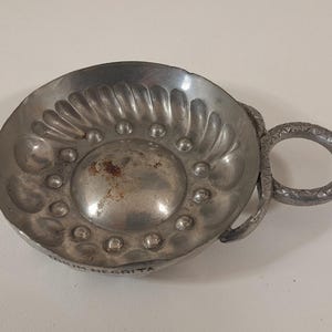 Vintage French small metal Wine tastevin / wine cup / Barware