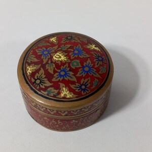 vintage French Brass and Enamel pill box / trinket box collectable
