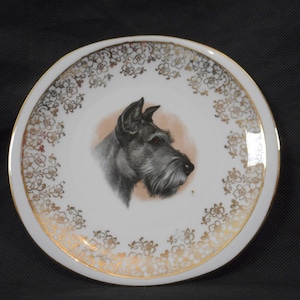 vintage French Limoges B & Co porcelain decorative dog plate / ornament