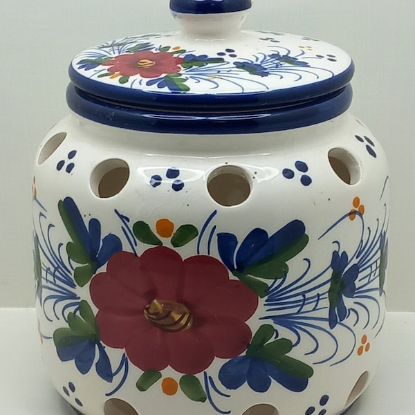 vintage French Lidded ceramic Garlic / Ail storage / canister / kitchenware